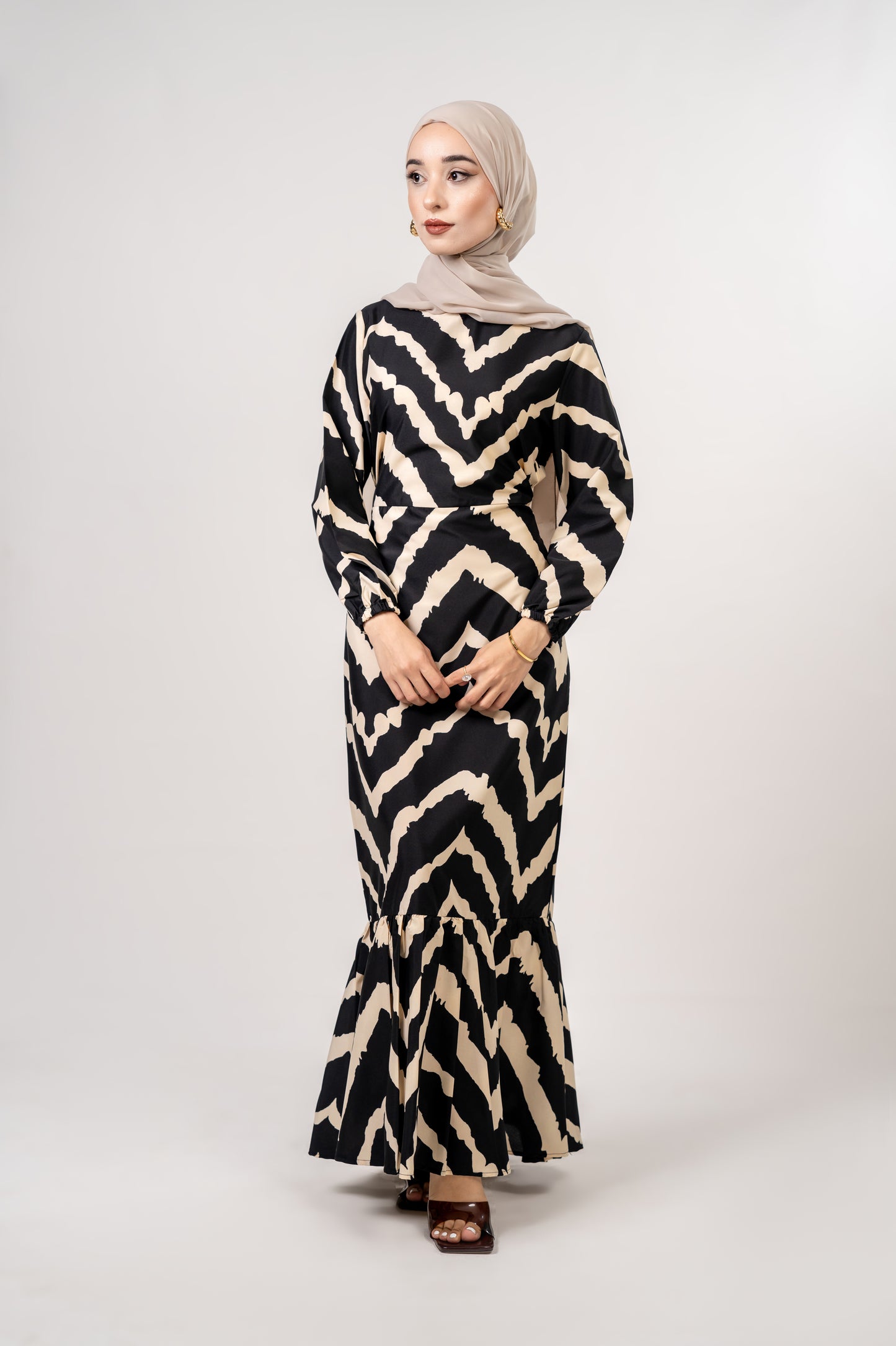 Black and white print dress