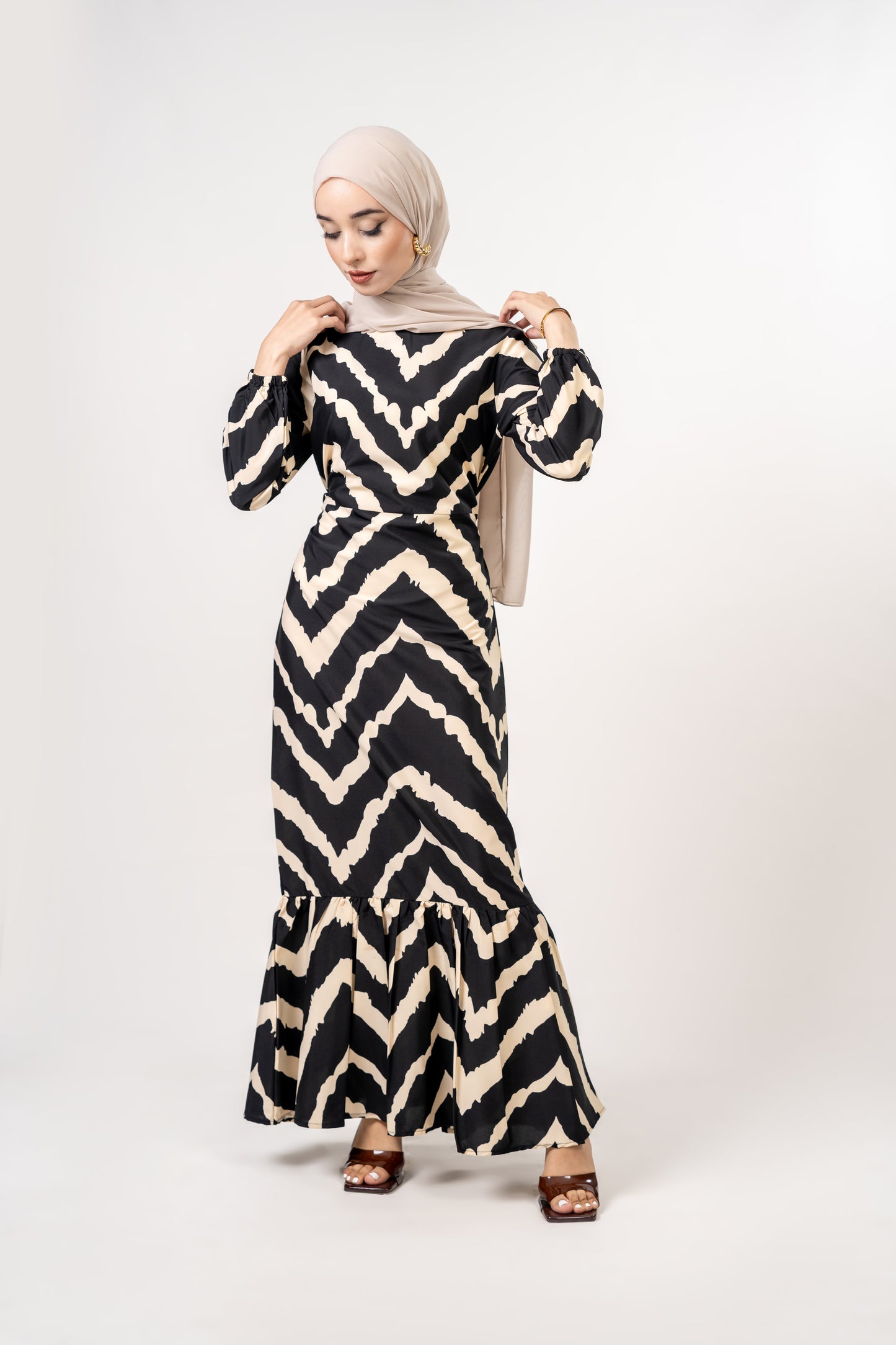 Black and white print dress