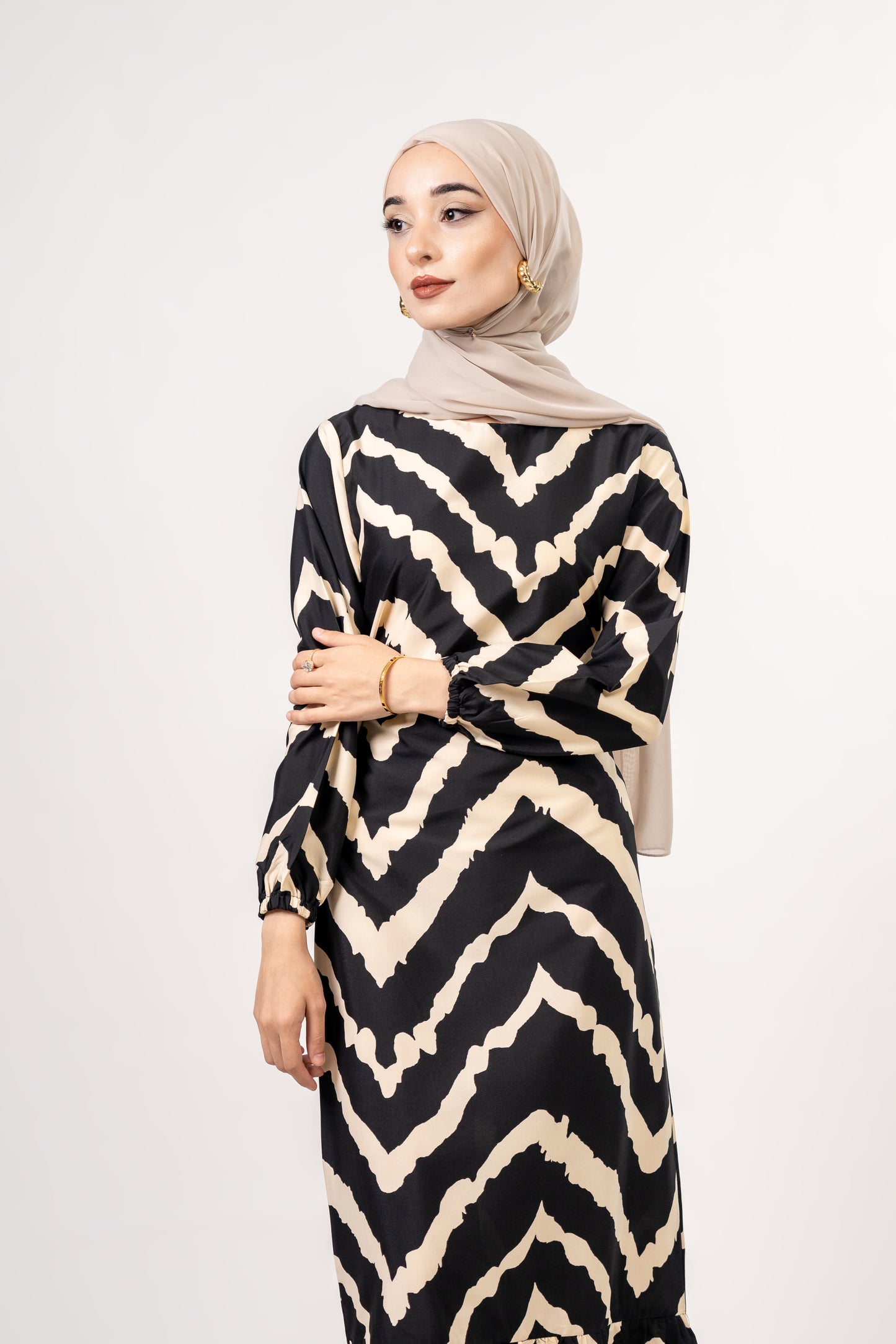 Black and white print dress