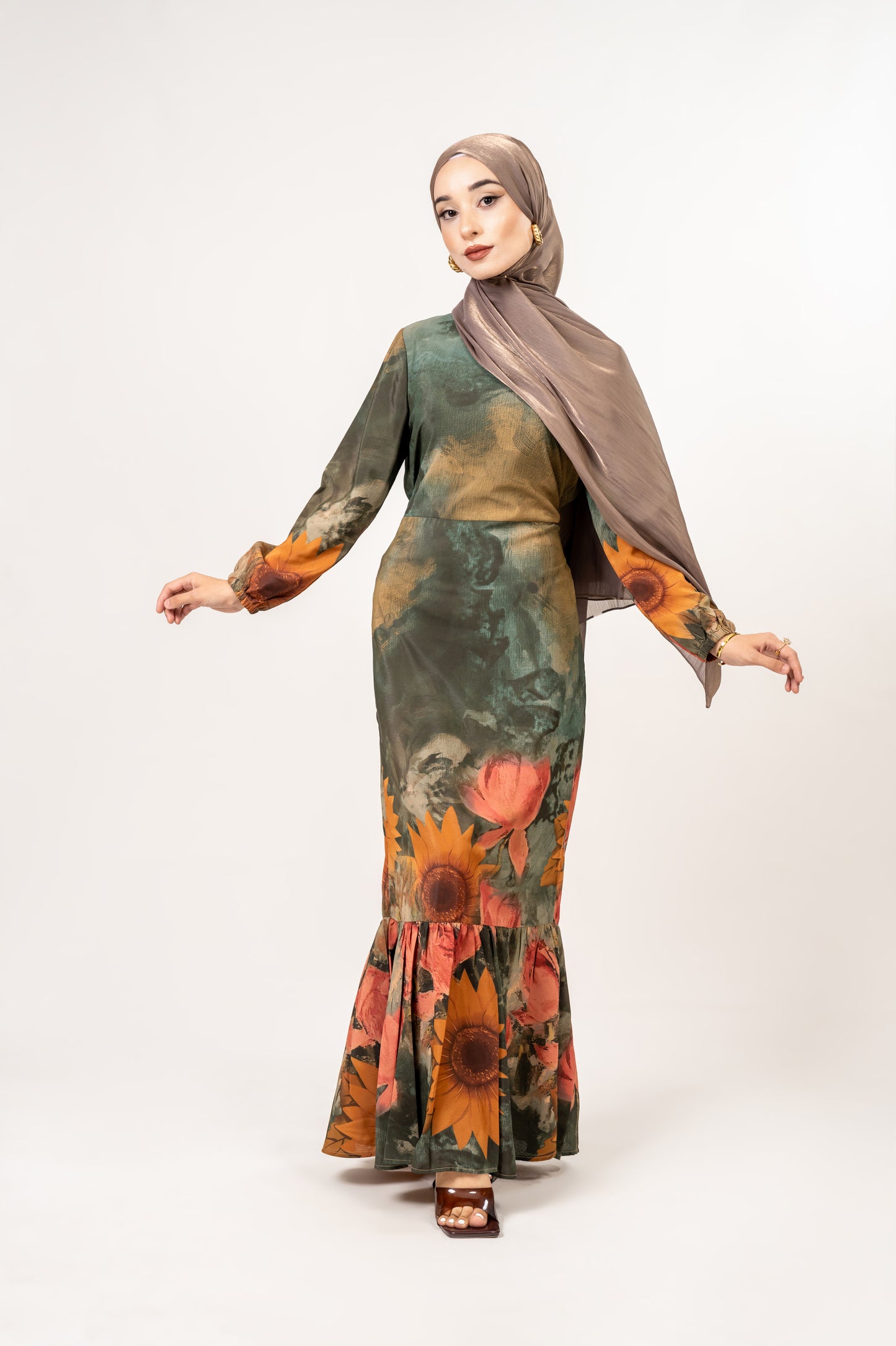 Sunflower print maxi