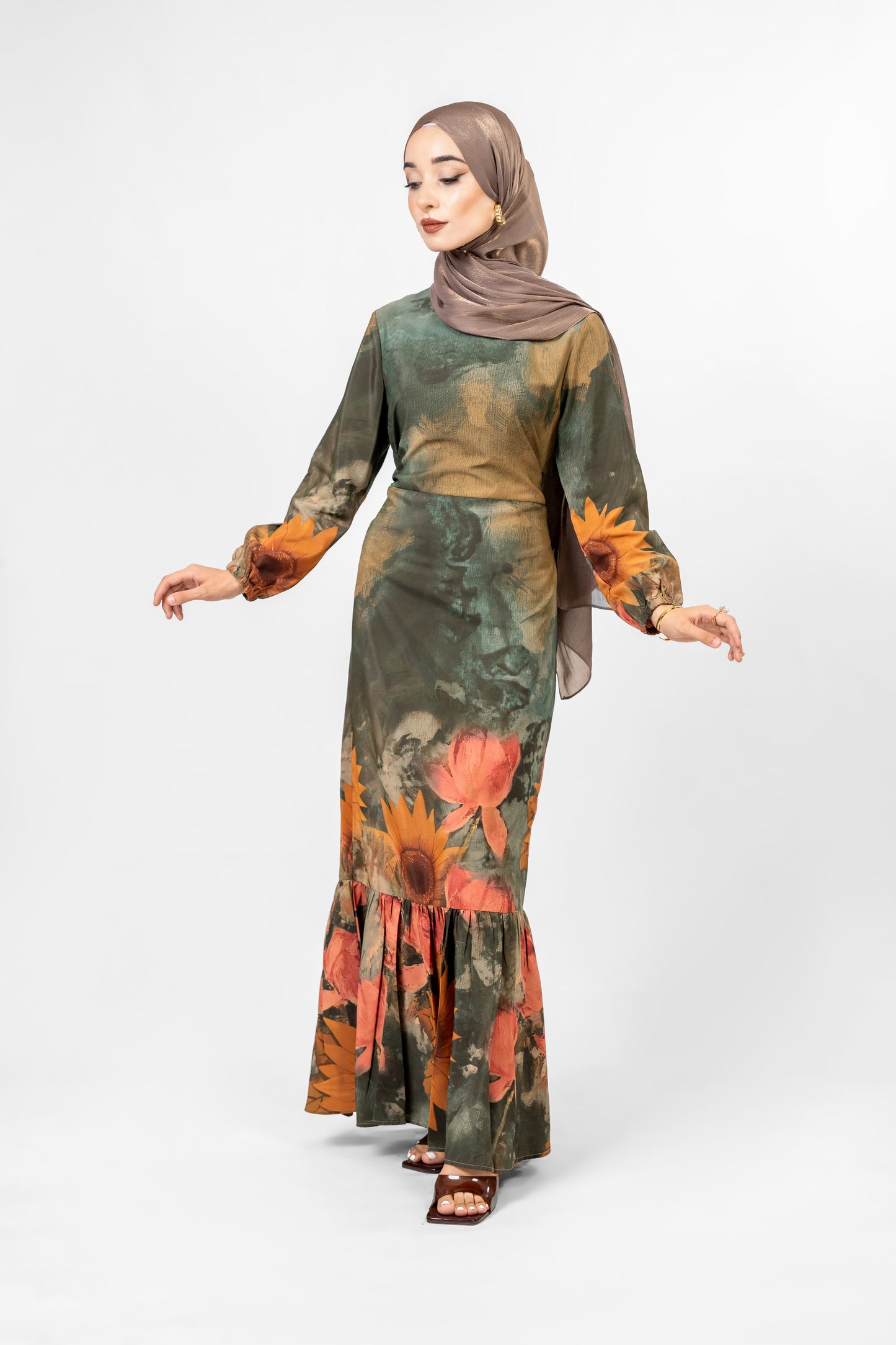 Sunflower print maxi