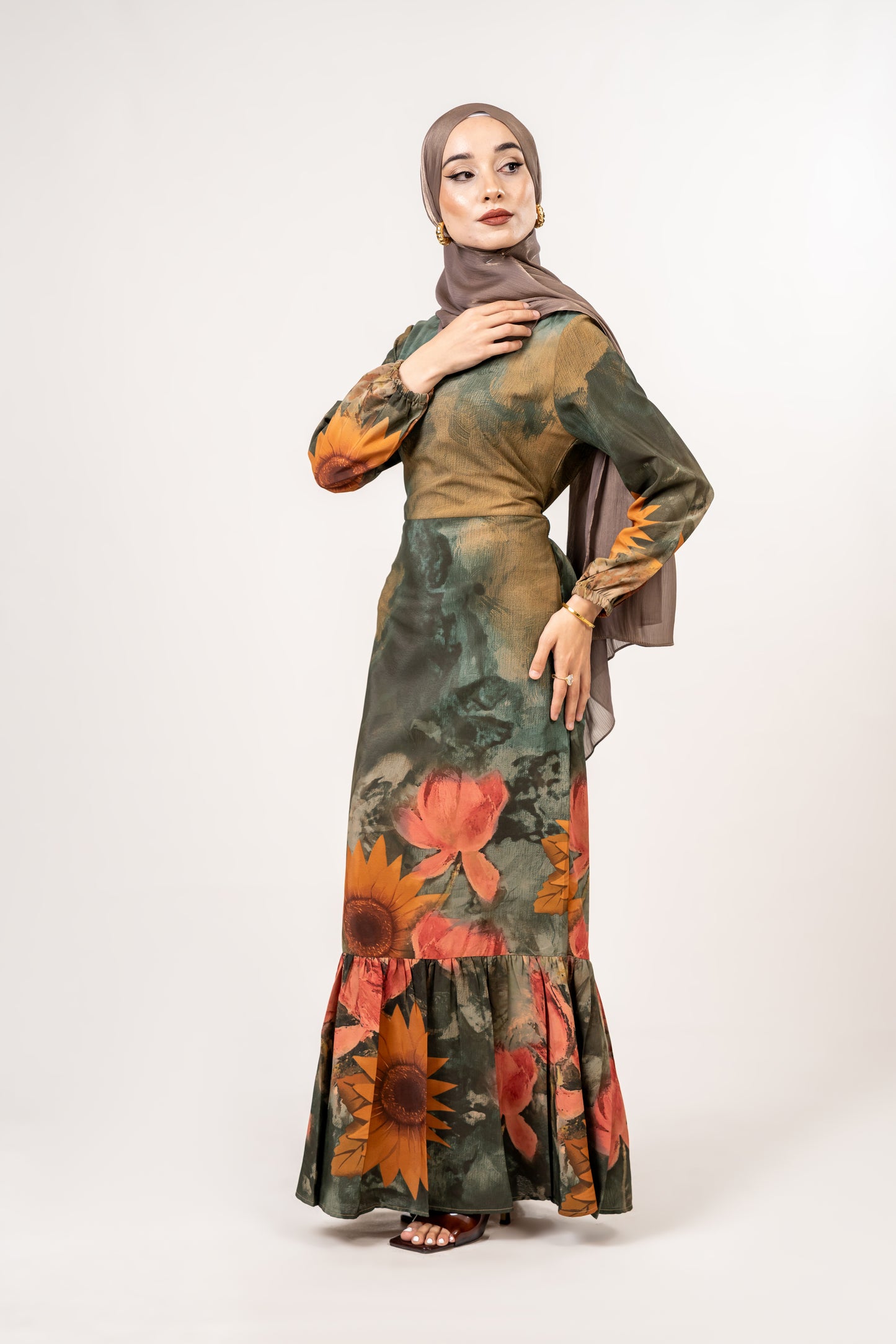 Sunflower print maxi