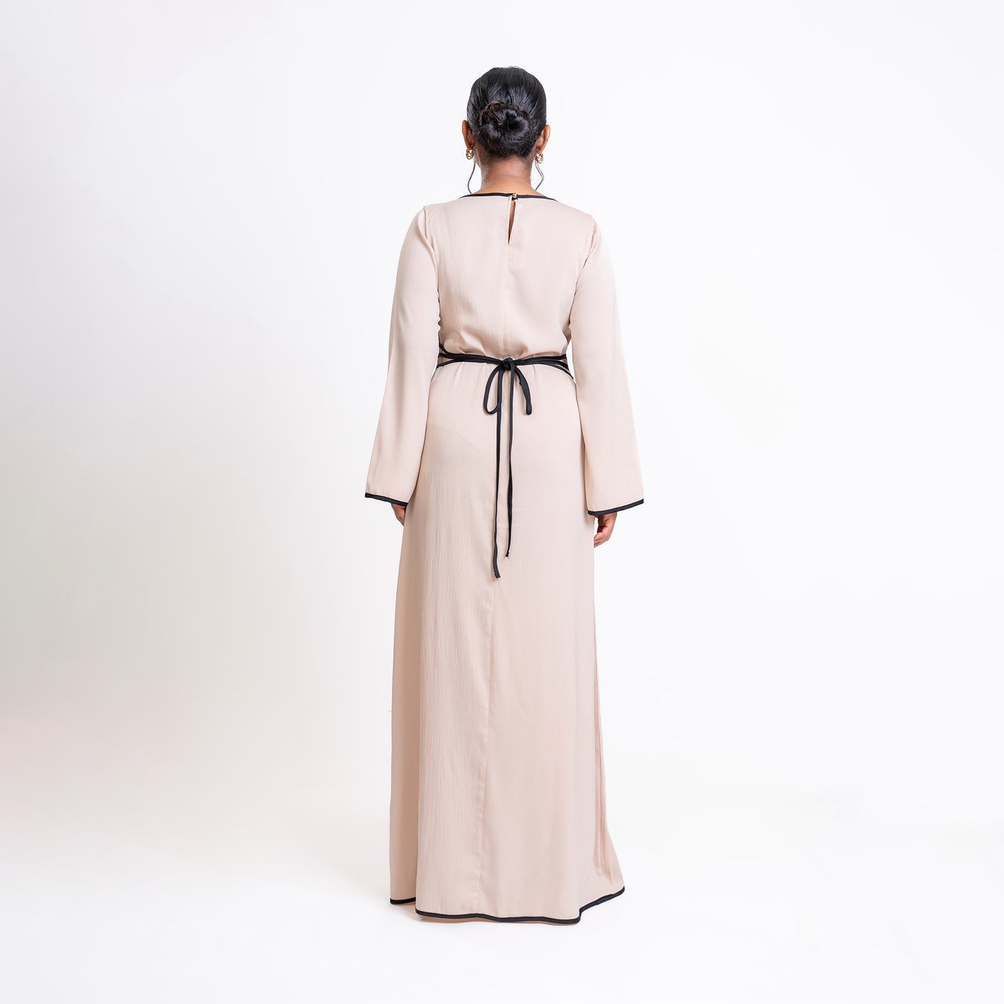 Cream and Black detail front lace dress