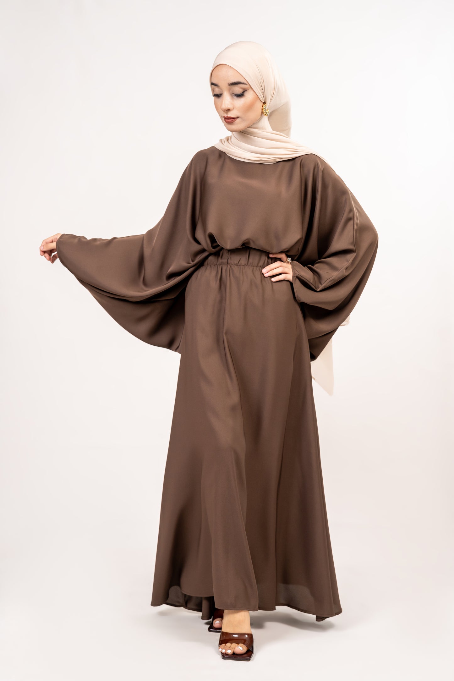 2 piece coffee skirt and blouse set