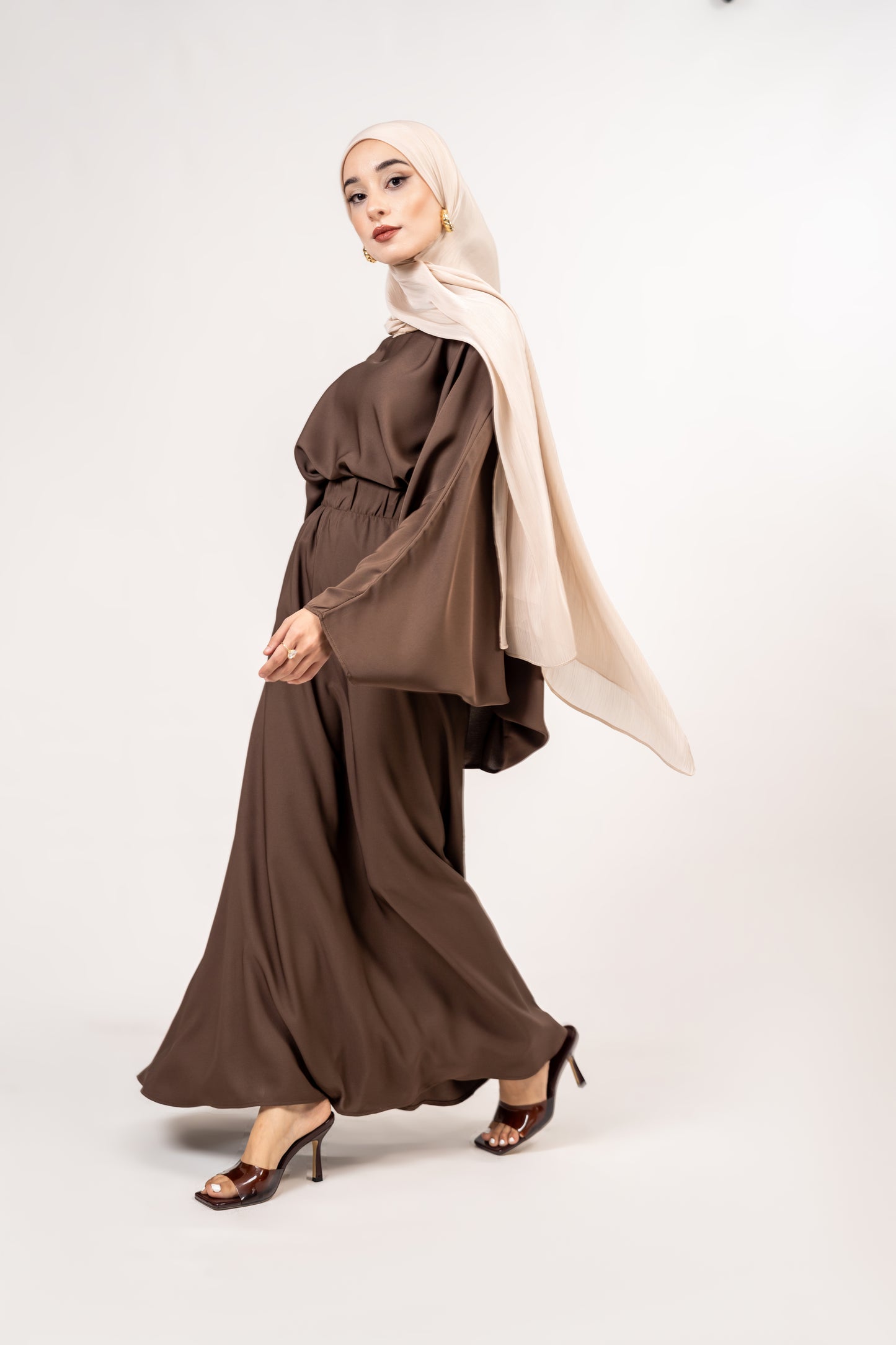 2 piece coffee skirt and blouse set
