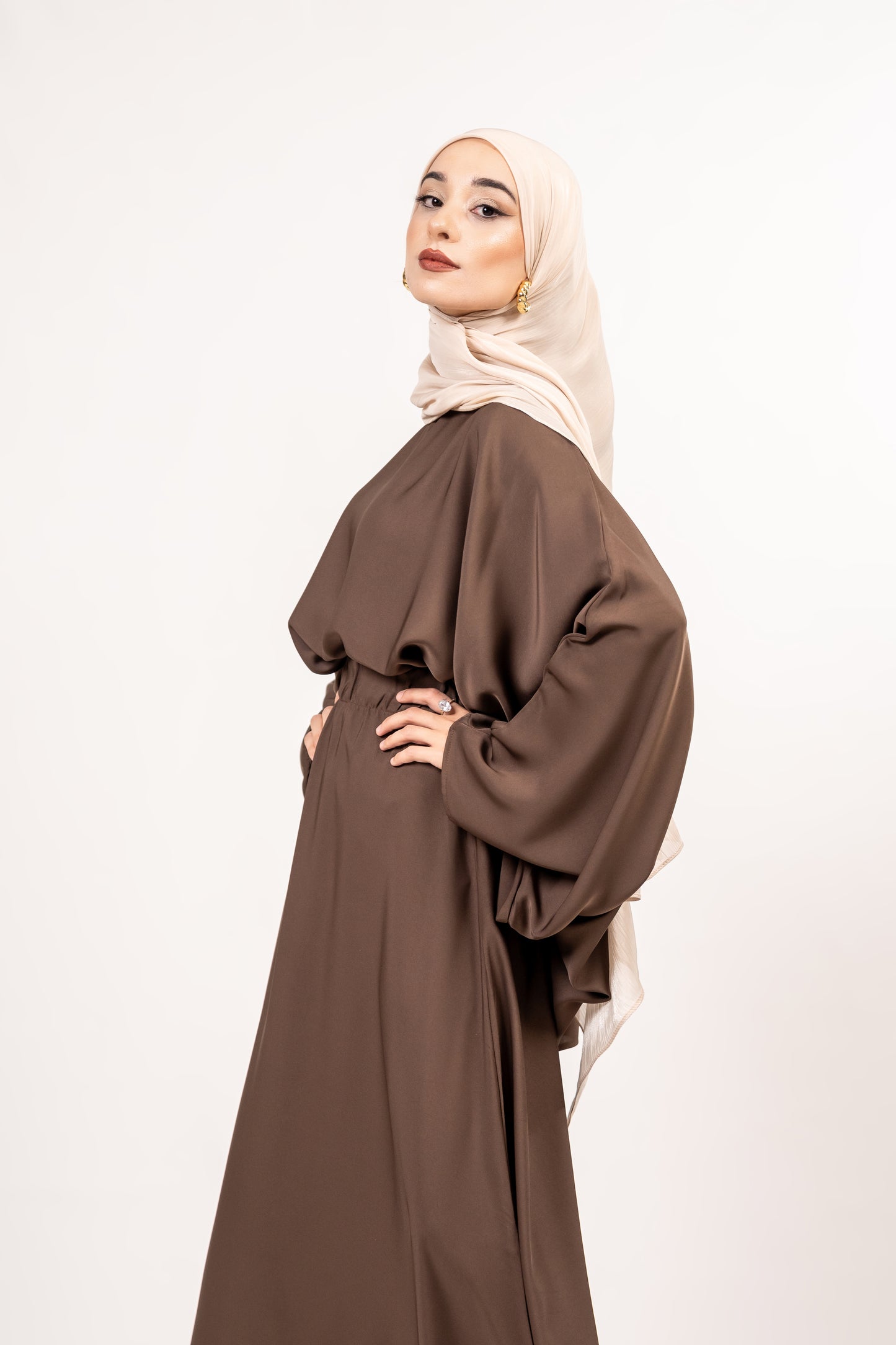 2 piece coffee skirt and blouse set