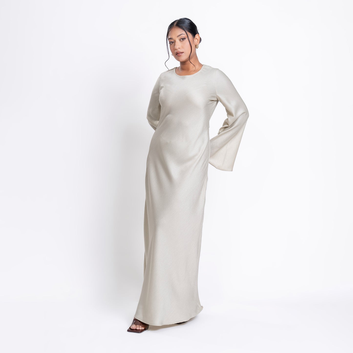 Ivory Shimmer bias flowy dress