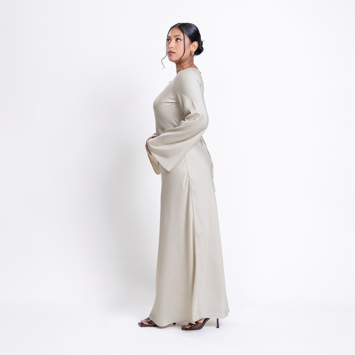 Ivory Shimmer bias flowy dress