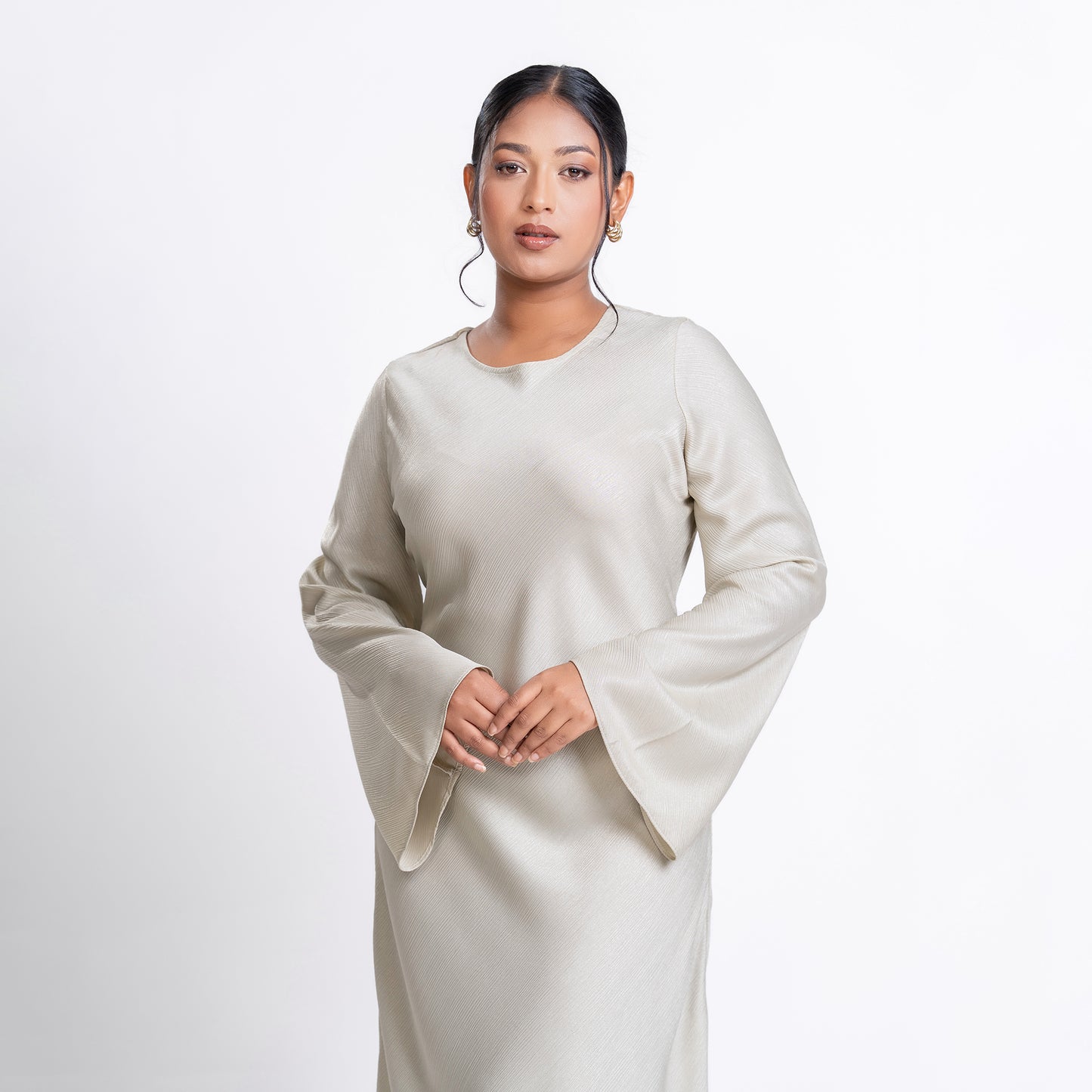 Ivory Shimmer bias flowy dress