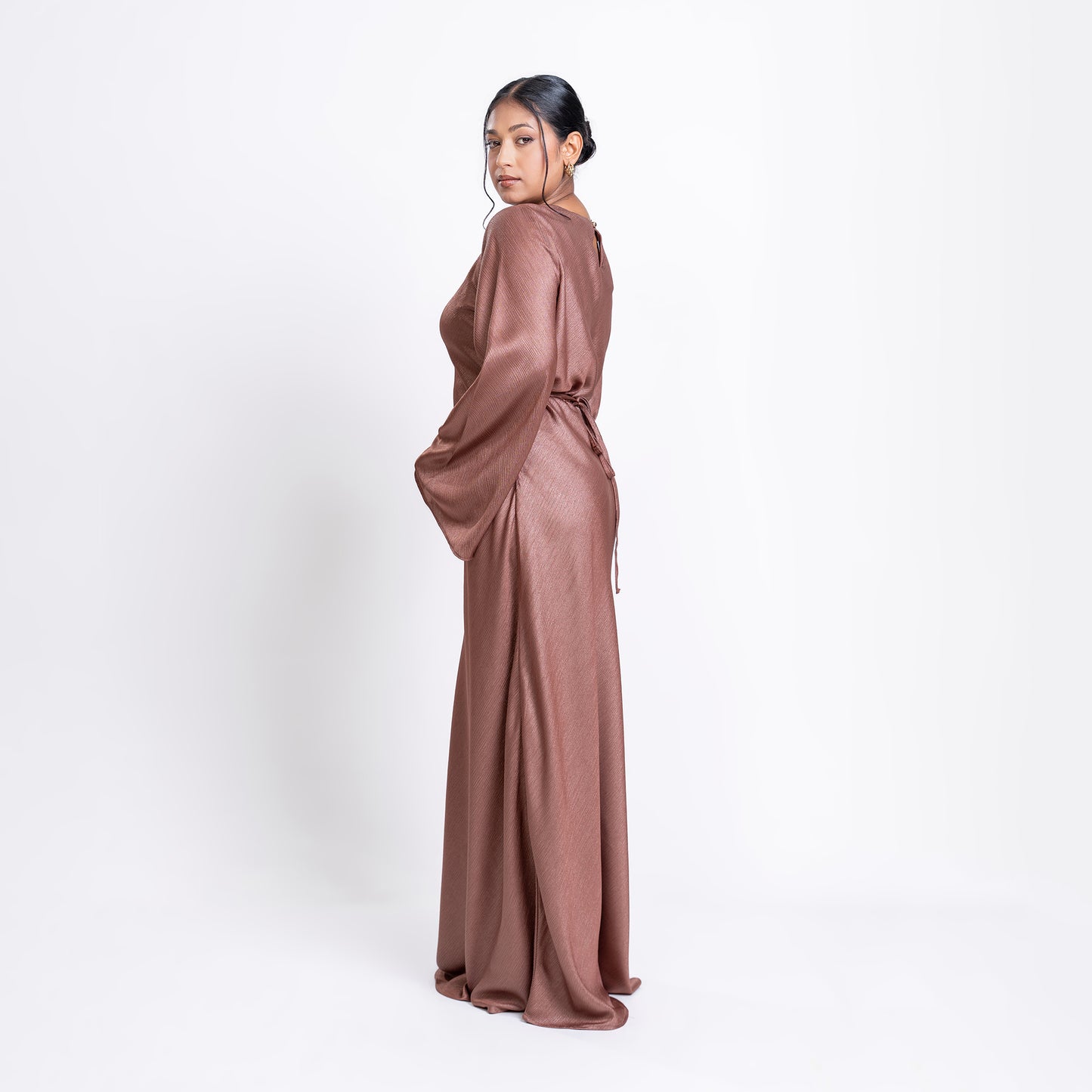 Dusty Rose Shimmer bias flowy dress