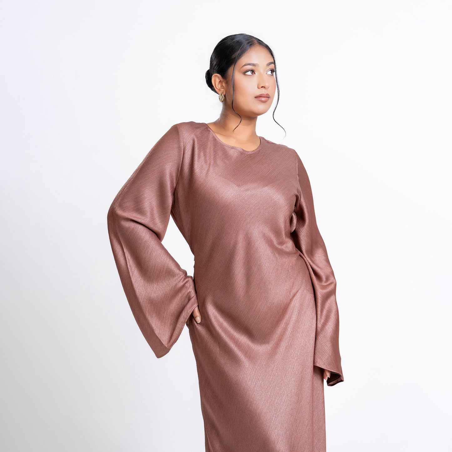 Dusty Rose Shimmer bias flowy dress