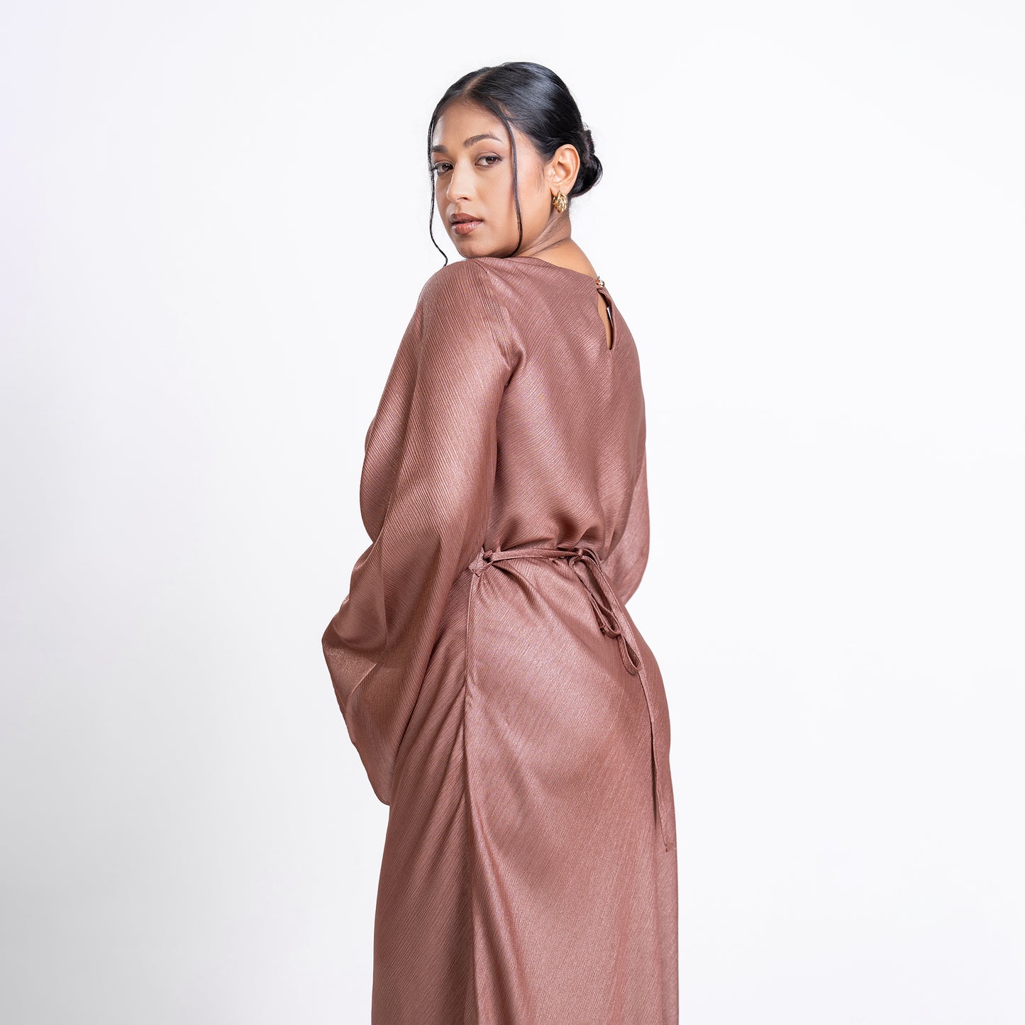 Dusty Rose Shimmer bias flowy dress