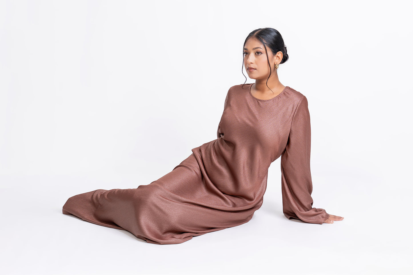 Dusty Rose Shimmer bias flowy dress