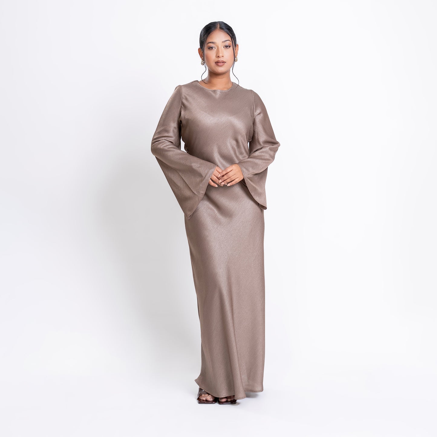 Brushed gold Shimmer bias flowy dress