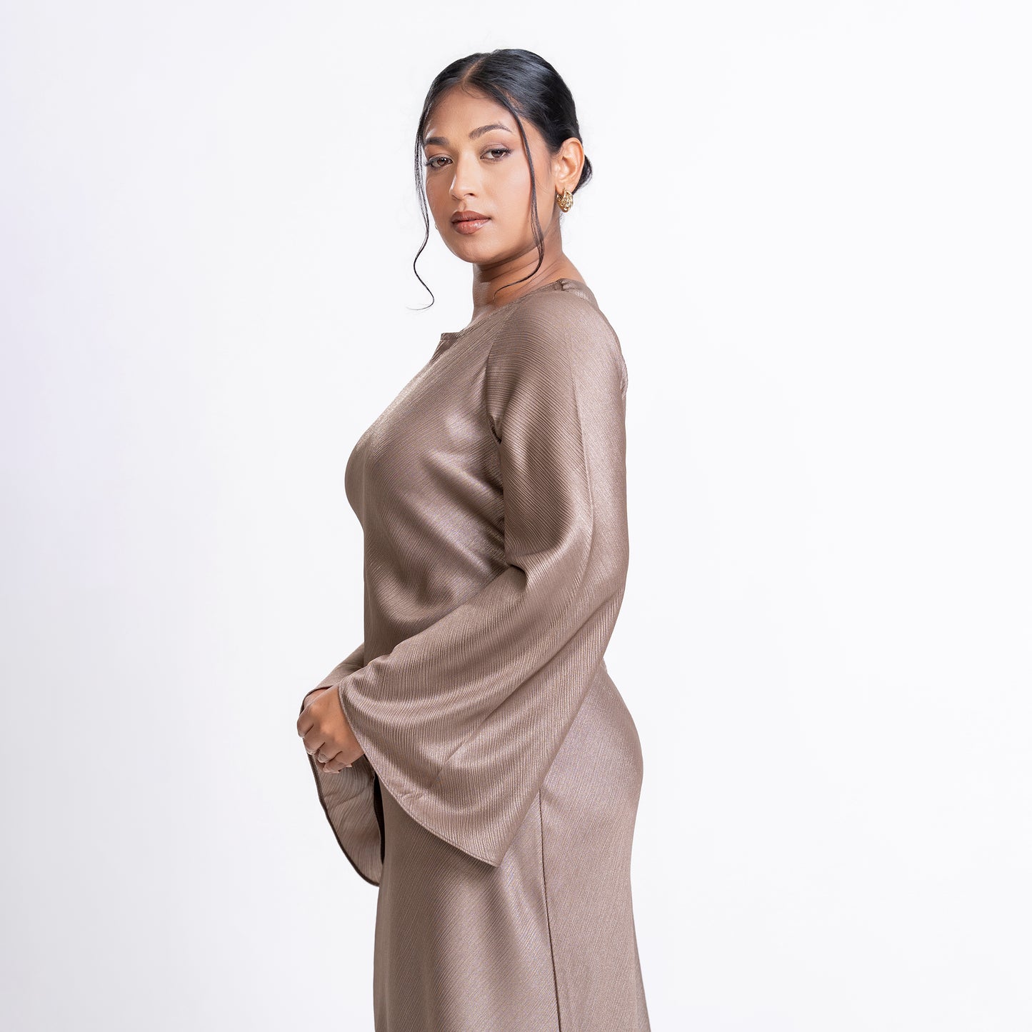 Brushed gold Shimmer bias flowy dress