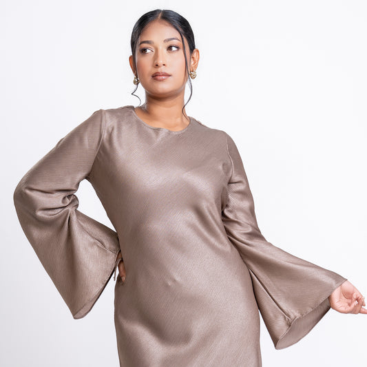 Brushed gold Shimmer bias flowy dress