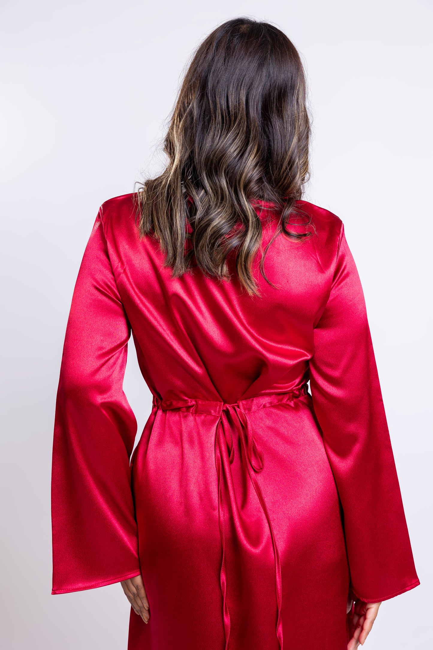 Red satin Dart waist maxi