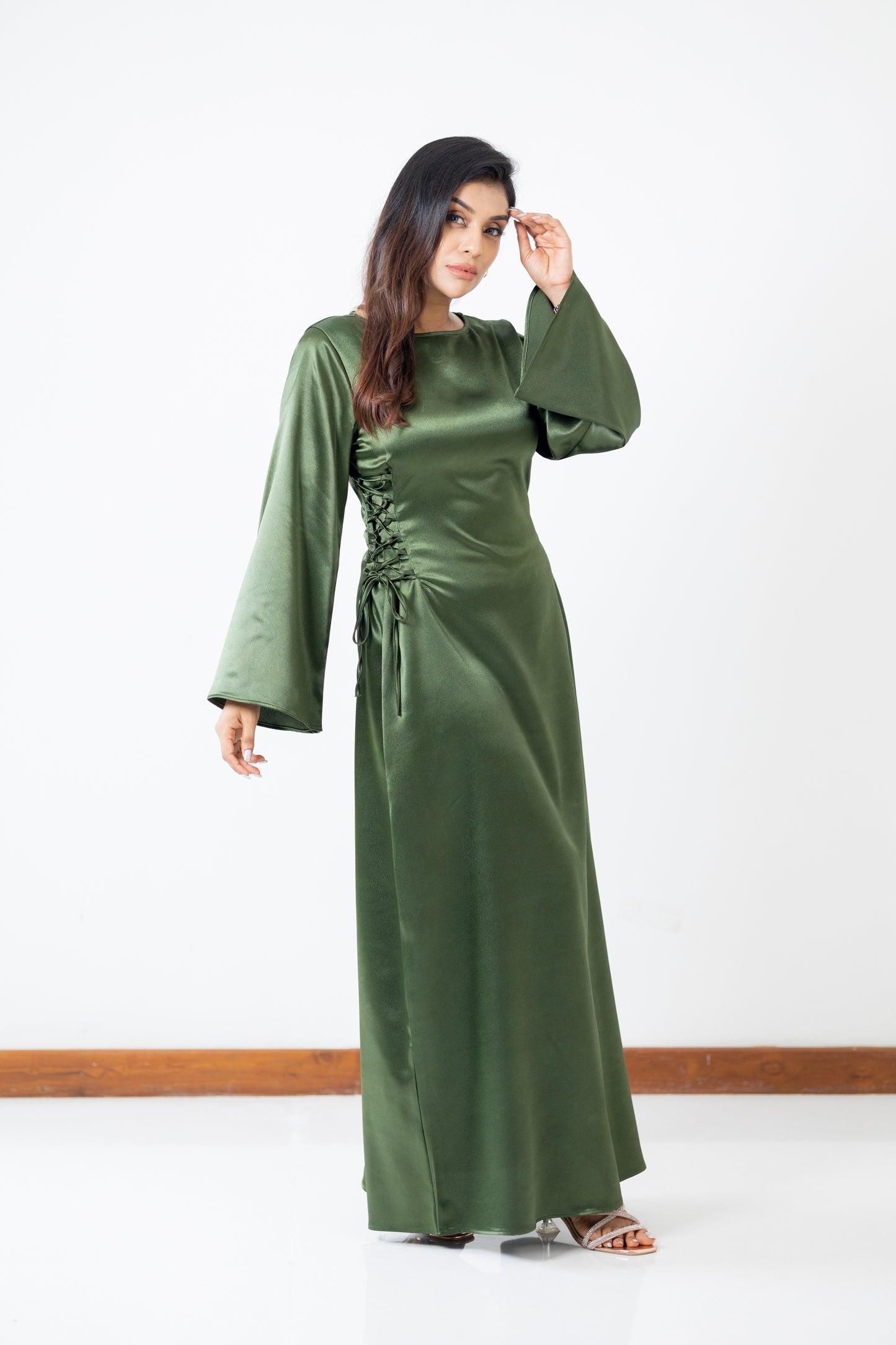 Green side lace-up maxi