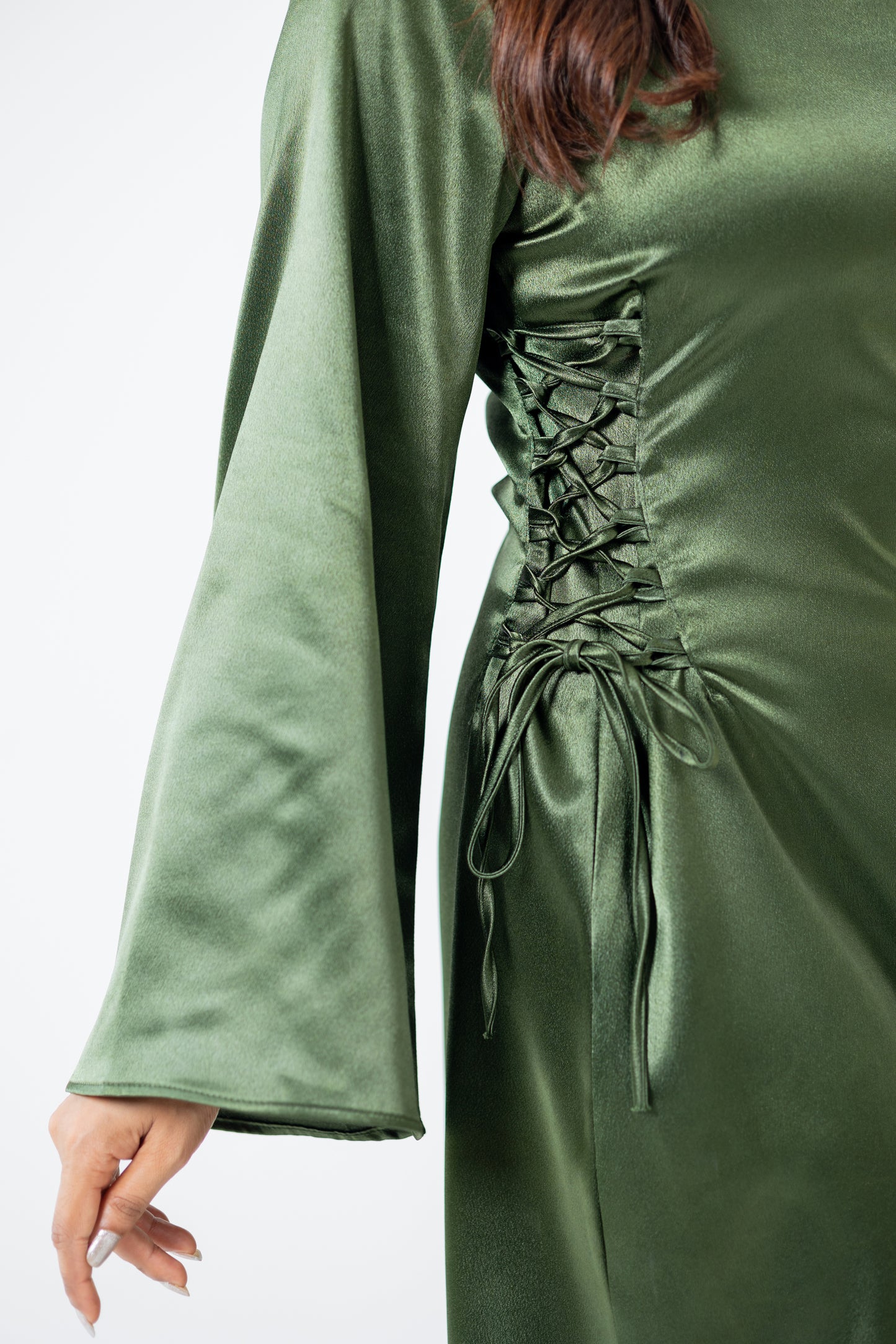 Green side lace-up maxi