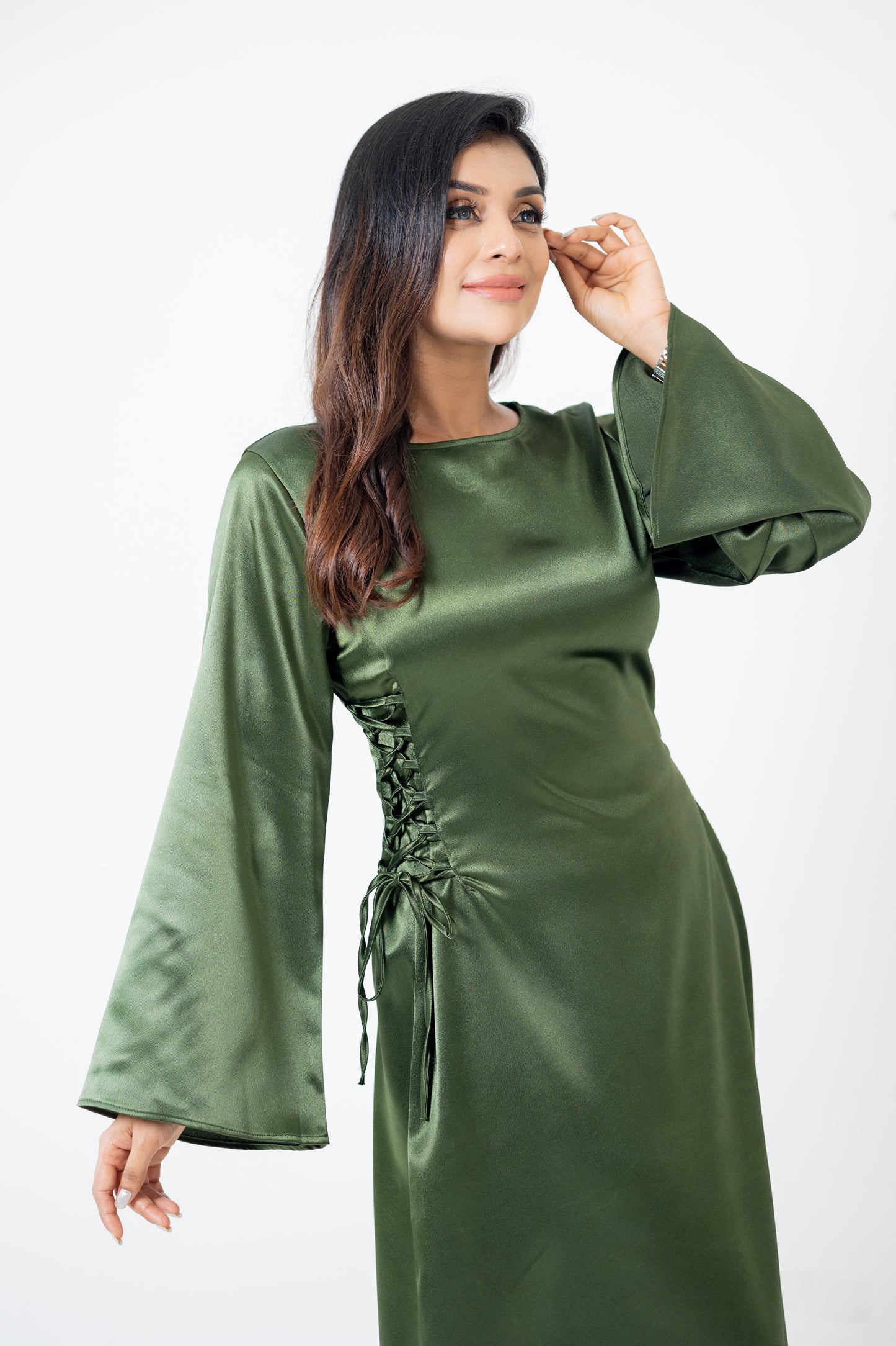 Green side lace-up maxi