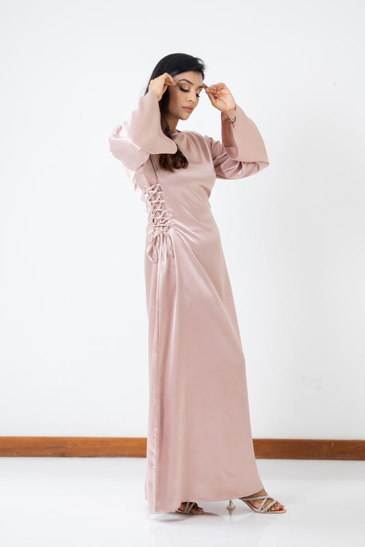 Pink side lace-up maxi