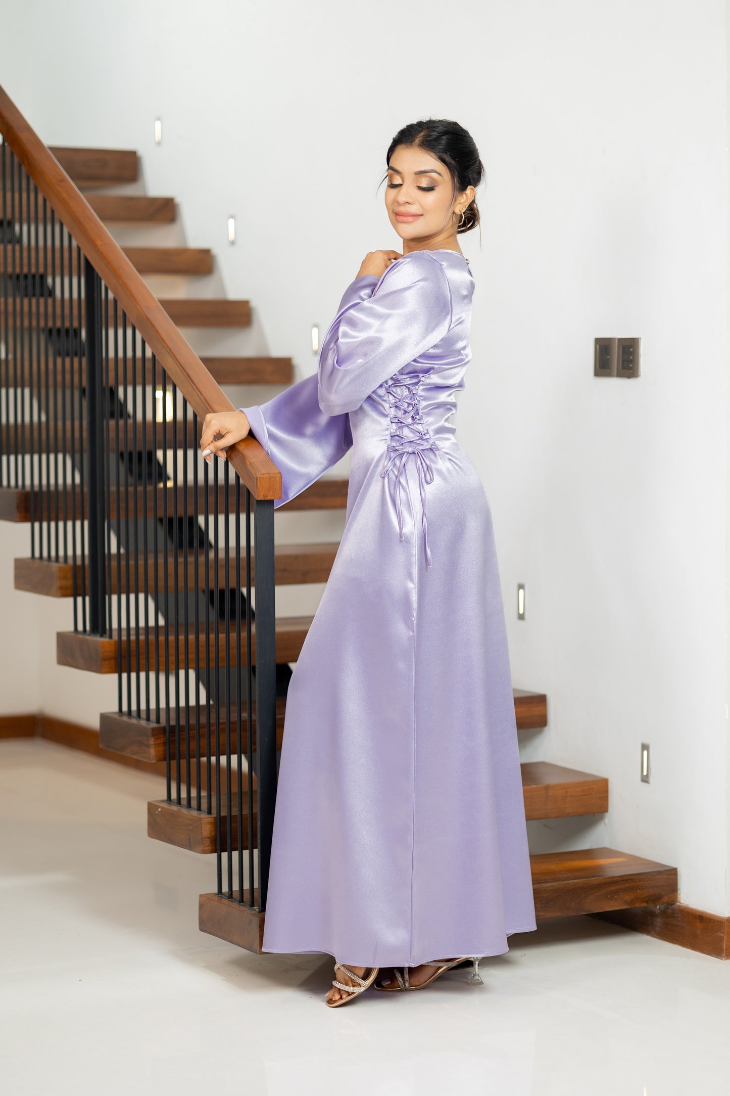 Lilac side lace-up maxi