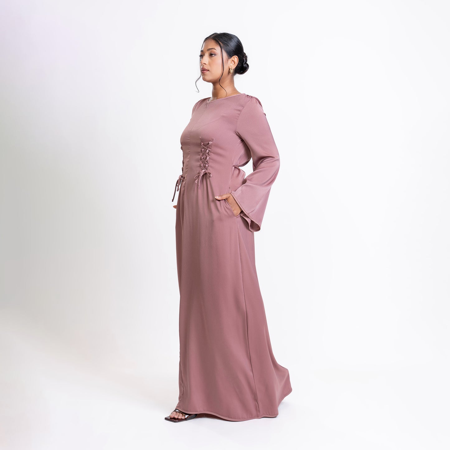 Pink front lace dress