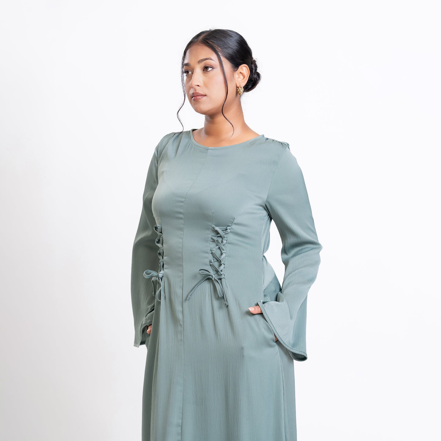 Green front lace dress