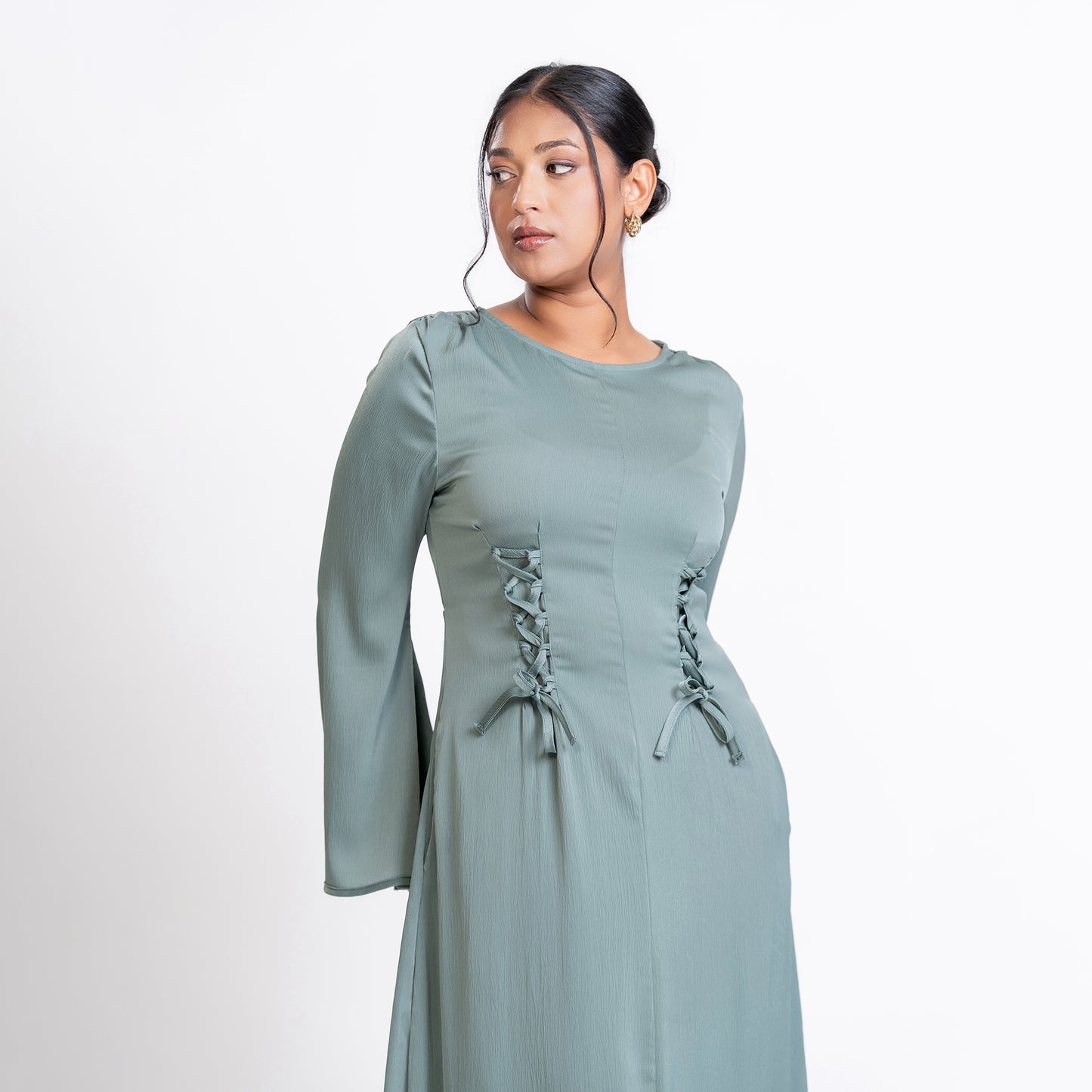 Green front lace dress